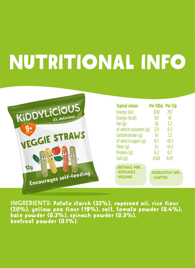 Kiddylicious Veggie Straws, 120g (10x12g) | Delicious Finger Food Kids Snack | Gluten Free | Suitable for 9+ Months - Image 4