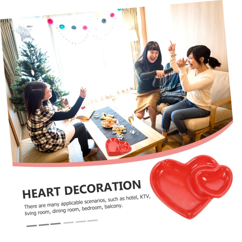Heart Shaped Ceramic Ashtray Heat Resistant Red Desktop Ash Tray for Home Office Bar Decorative Easy to Clean - Image 5