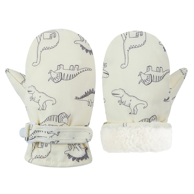Fynnsure Toddler Mittens Lined Fleece Snow Gloves for Boys Girls Kids Winter Ski Gloves Baby Mittens Ivory white 2-4 Years - Image 1