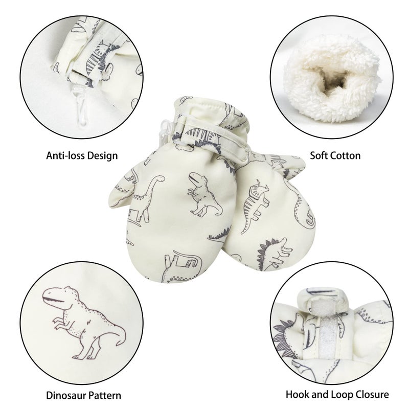 Fynnsure Toddler Mittens Lined Fleece Snow Gloves for Boys Girls Kids Winter Ski Gloves Baby Mittens Ivory white 2-4 Years - Image 4