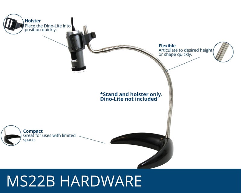 Dino-Lite Dunwell Tech, Inc MS22B Flex-arm Desktop Stand (Black), ~16 Inch Height - Designed for Dino-Lite AM2111, AM3111, AF3113, WF3113, and Casual Use - Image 3