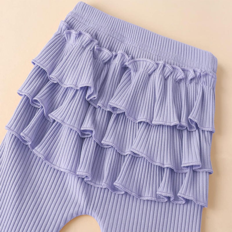 Fullfamous Baby Infant Girl Clothes Long Sleeve Fall Winter Top and Pant Clothing Set Outfits 6-9 months Lavender - Image 5