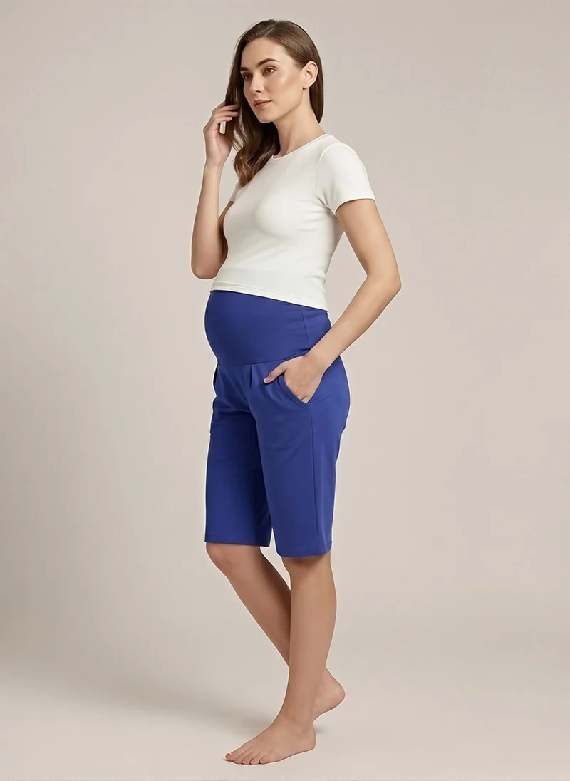 كلوفيا Clovia Chic Basic Maternity Shorts in Electric Blue - Cotton