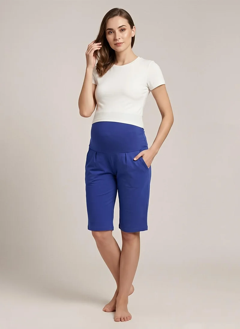 كلوفيا Clovia Chic Basic Maternity Shorts in Electric Blue - Cotton