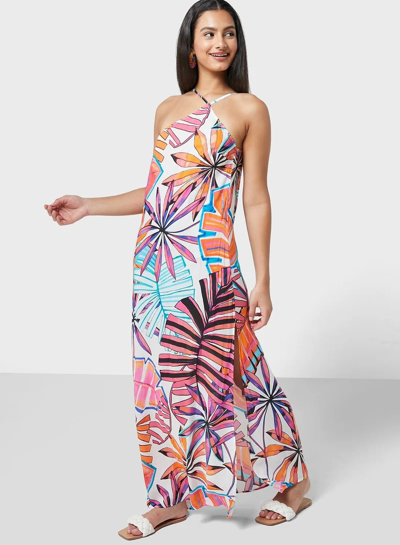 DESIGUAL Asymmetric Printed Beachwear Dress
