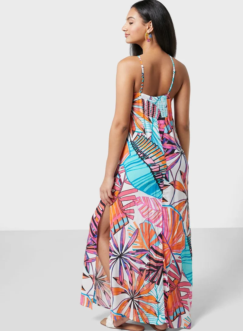 DESIGUAL Asymmetric Printed Beachwear Dress