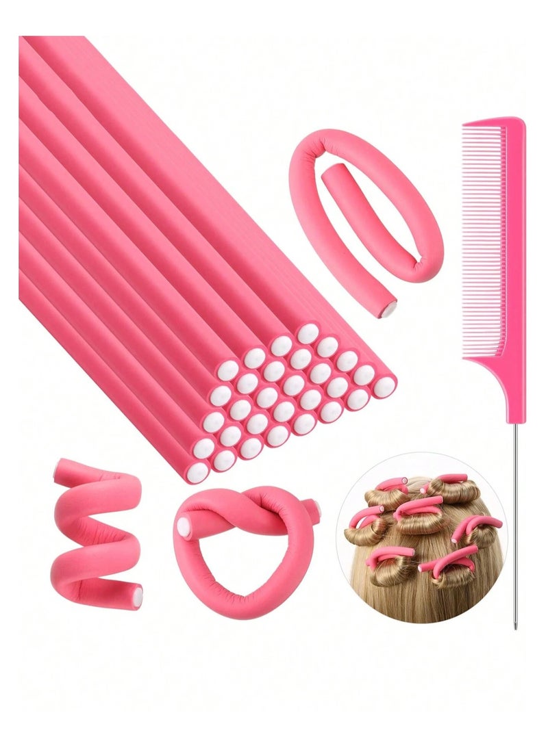 31PCS Soft Flexible Foam Hair Curlers with Mouse Tail Comb, Styling Tools for Daily Use, Travel, Sleeping. (Pink) - pzsku/ZB0DEE6D339935157B897Z/45/_/1735023395/400c57ad-0cba-4a6c-9038-2730c634a66f