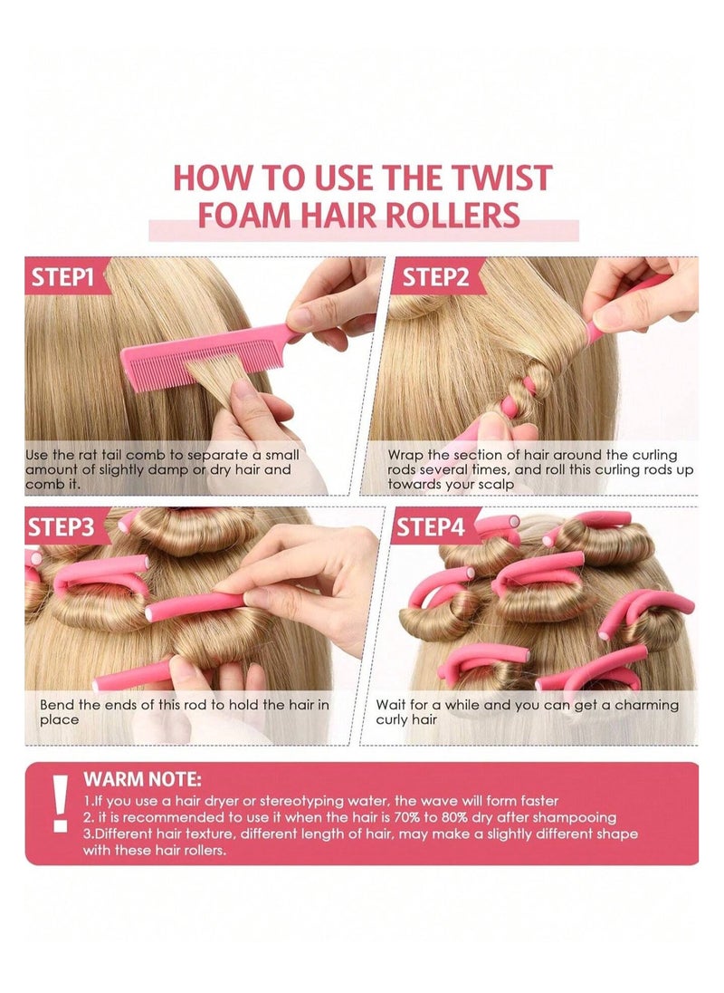 31PCS Soft Flexible Foam Hair Curlers with Mouse Tail Comb, Styling Tools for Daily Use, Travel, Sleeping. (Pink) - pzsku/ZB0DEE6D339935157B897Z/45/_/1735023458/65ac33cb-509a-4607-9bfd-b4d7143c1efb