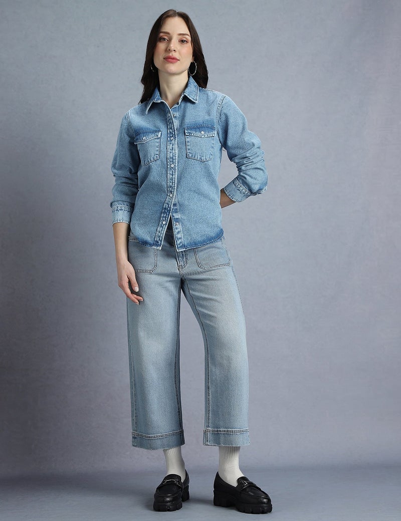 inkd Women's 100% Cotton Jacket - Dual Flap Pocket | Jackets for Women | Full Sleeve with Buttoned Cuffs - Image 2