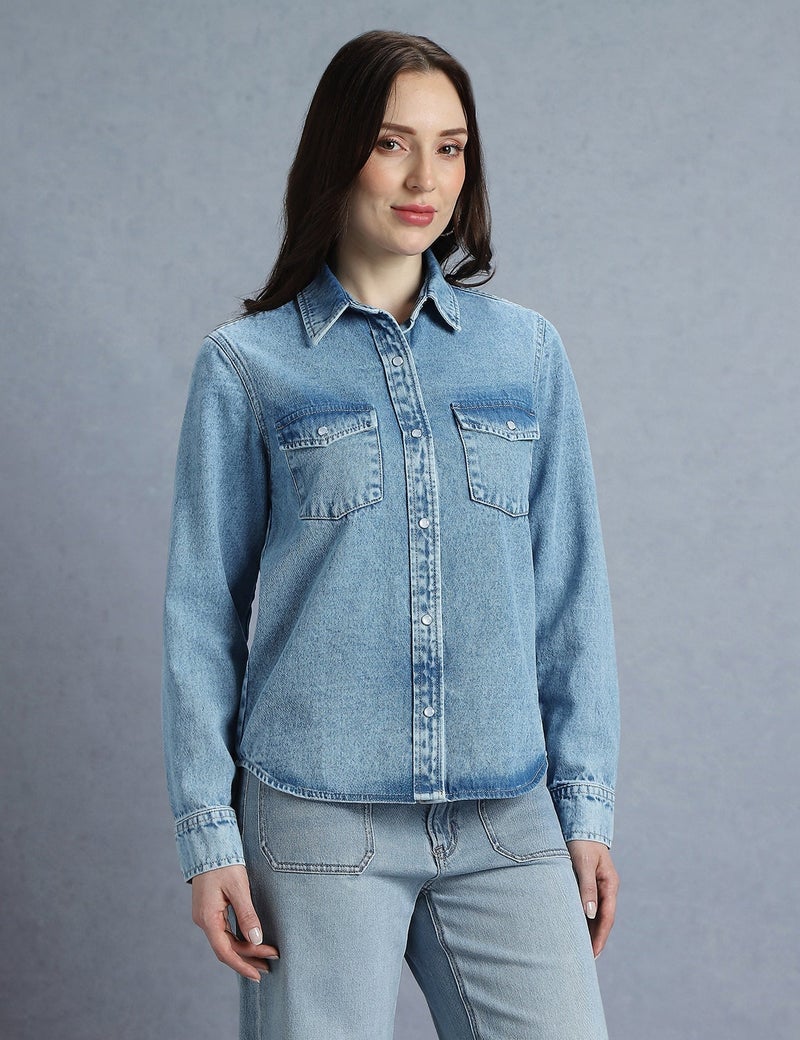 inkd Women's 100% Cotton Jacket - Dual Flap Pocket | Jackets for Women | Full Sleeve with Buttoned Cuffs - Image 4