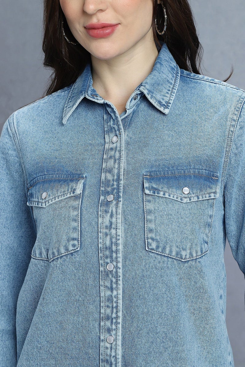 inkd Women's 100% Cotton Jacket - Dual Flap Pocket | Jackets for Women | Full Sleeve with Buttoned Cuffs - Image 5