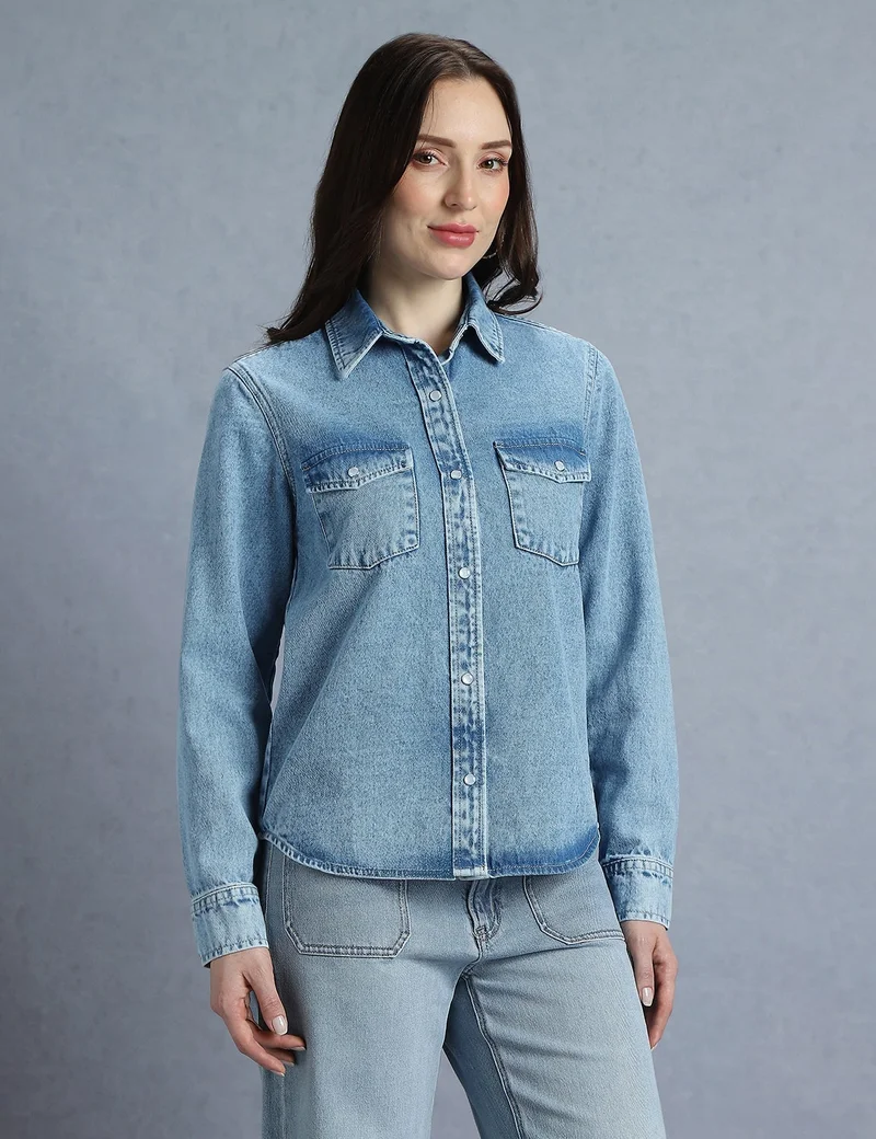 اي ان كي دي  قميص جينز نسائي – ملابس مريحة يومية