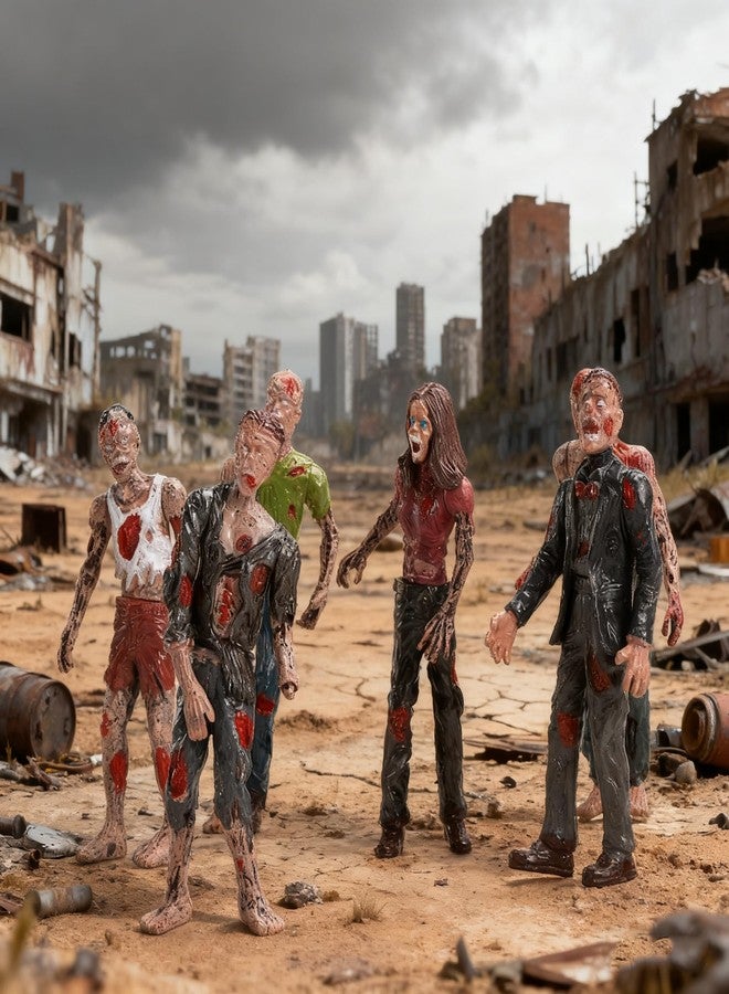 HYSTYLE 6 Pcs Zombie Action Figures Zombie Dolls Terror Corpse Models Figures Walking Dead Ornament for Halloween Decoration Cake Topper Birthday Gift - Image 3