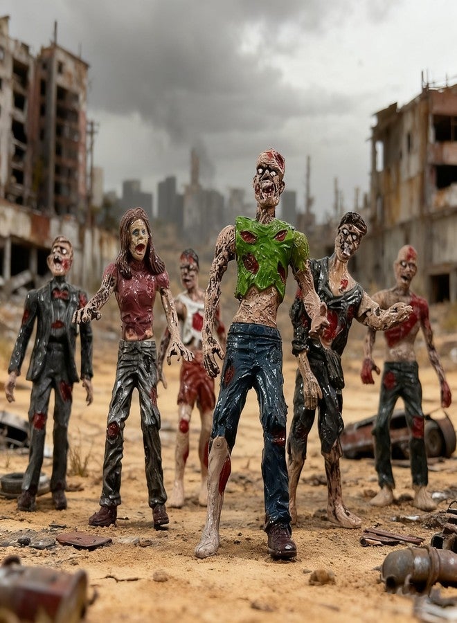 HYSTYLE 6 Pcs Zombie Action Figures Zombie Dolls Terror Corpse Models Figures Walking Dead Ornament for Halloween Decoration Cake Topper Birthday Gift - Image 2