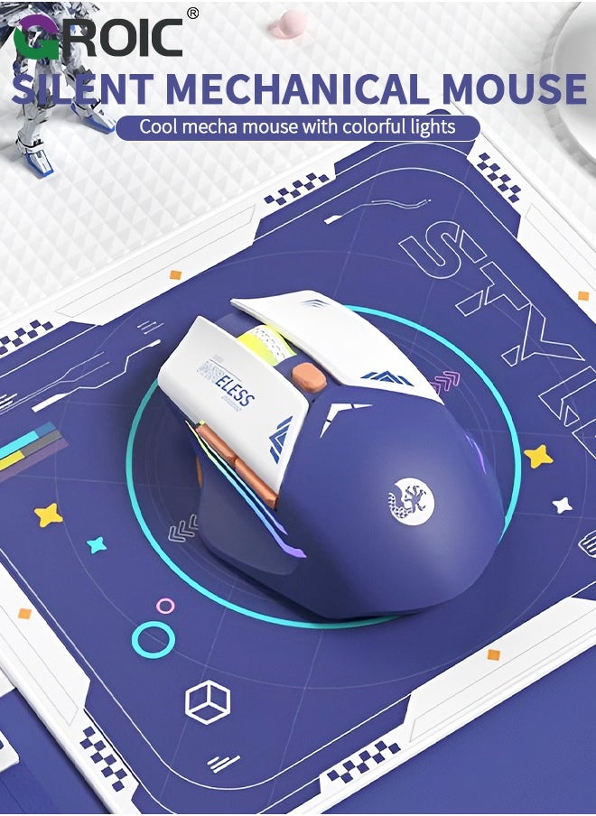 GROIC Blue Computer RGB Wired Mouse, Ergonomic Silent USB Mice Portable Mecha Style Mouse for Computer Mac MacBook Desktop Laptop  - Image 2