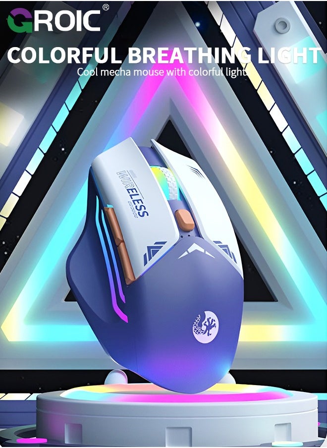 GROIC Blue Computer RGB Wired Mouse, Ergonomic Silent USB Mice Portable Mecha Style Mouse for Computer Mac MacBook Desktop Laptop  - Image 3