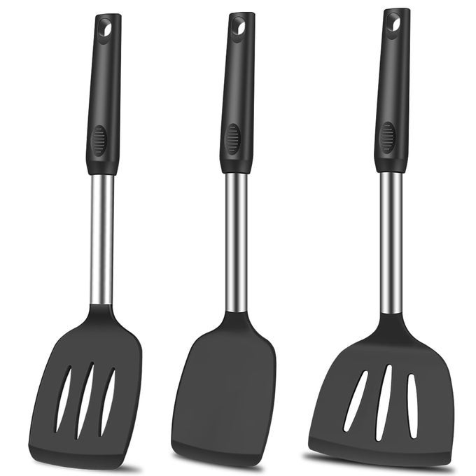SPATULA SET SILICONE HEAT RESISTANT FOR NONSTICK COOKWARE RUBBER SILICONE SPATULA TURNER FISH LARGE NONSTICK PLASTIC EGG WOK SPATULA FOR KITCHEN USE COOKING UTENSILS SET