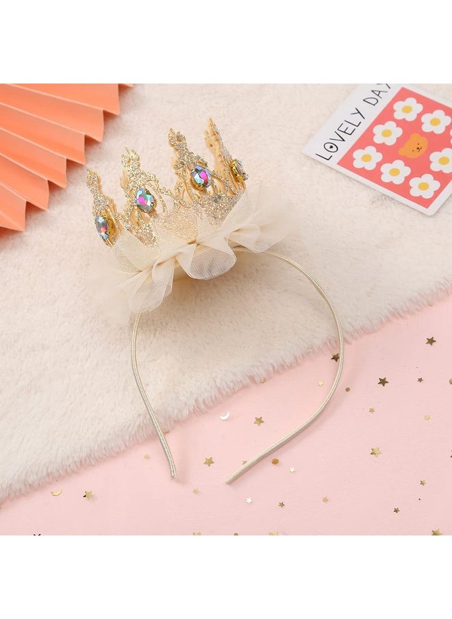 Ever Fairy - Girls Shiny Crown Hairband Princess Girl Crown Headband Wedding… (Gold B) - Image 1