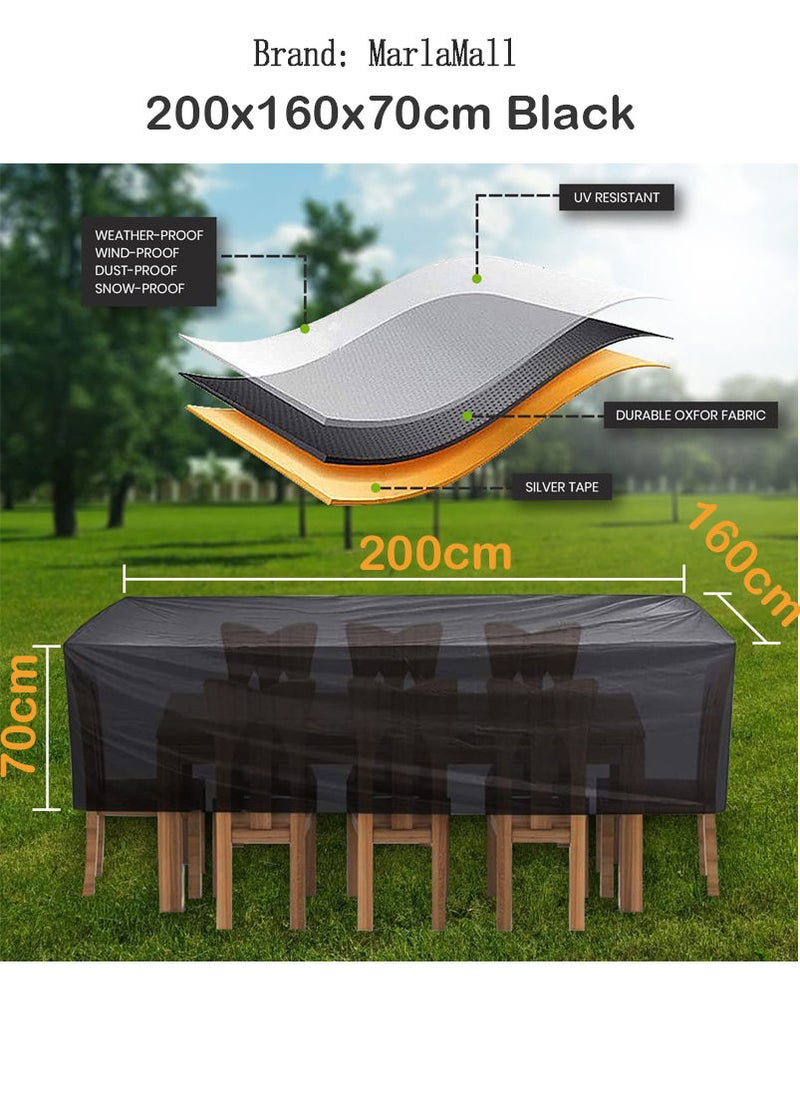 MarlaMall غطاء أثاث خارجي 200x160x70 سم أسود 210D - Image 2