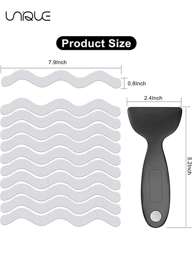 Unique 25 PCS  Anti Slip Shower Stickers - S-Shape Clear Non-Slip Safety Bathtub Strips, Adhesive Decals Scraper for Bathroom Tubs Stairs Pools Kitchen Shower - With Scraper  - Image 2
