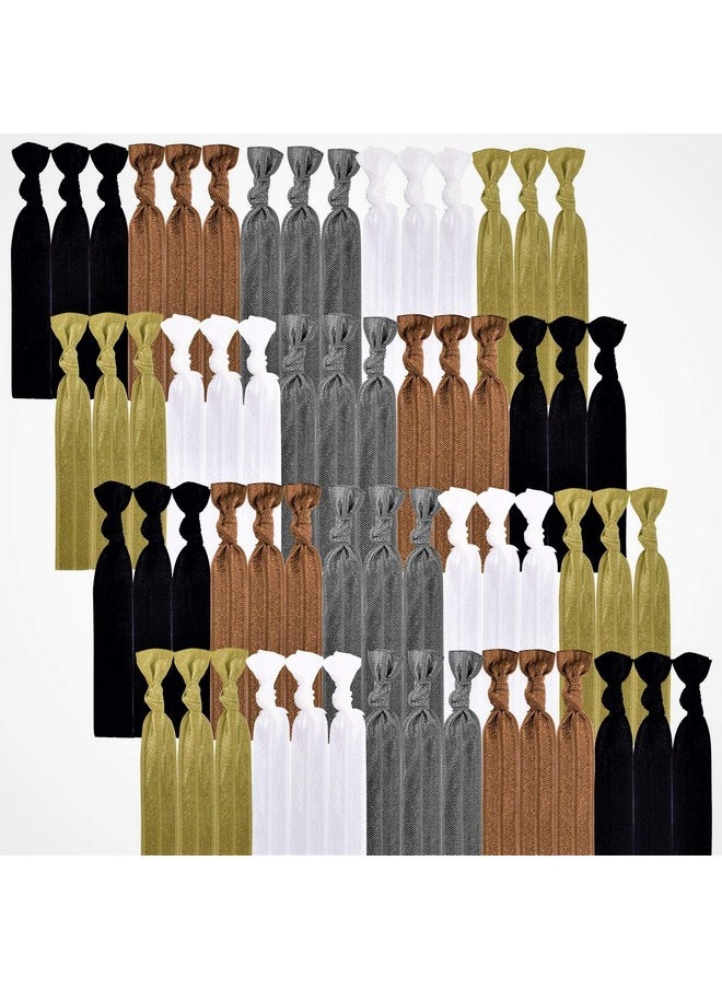 79STYLE - 100Pcs Neutral Color Elastic Ribbon Hair Ties No Crease Knotted Ponytail Holders Fabric Hair Ties For Women Fine Curly Hair (Neutral Colors) - Image 1