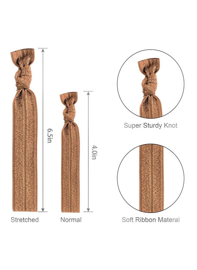 79STYLE - 100Pcs Neutral Color Elastic Ribbon Hair Ties No Crease Knotted Ponytail Holders Fabric Hair Ties For Women Fine Curly Hair (Neutral Colors) - Image 1
