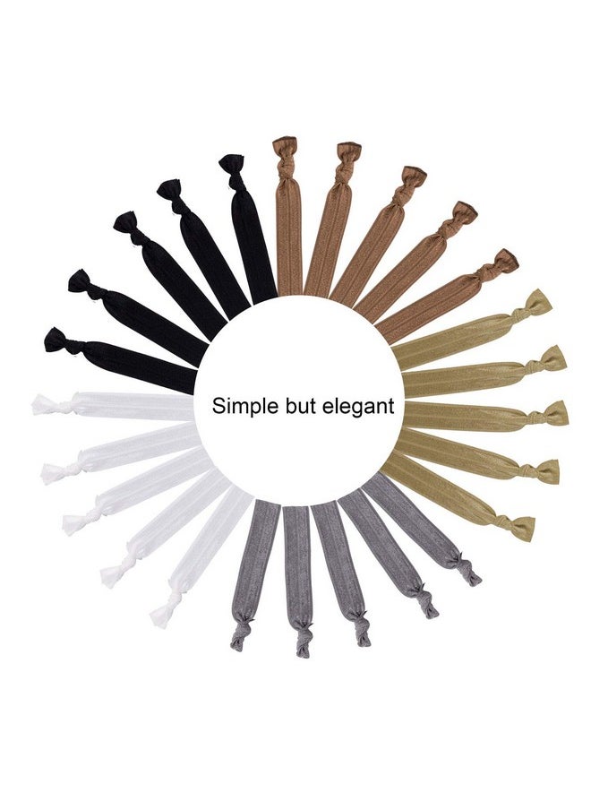 79STYLE - 100Pcs Neutral Color Elastic Ribbon Hair Ties No Crease Knotted Ponytail Holders Fabric Hair Ties For Women Fine Curly Hair (Neutral Colors) - Image 1