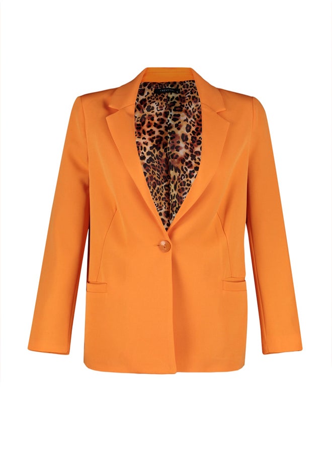 trendyol - Orange Regular Leopard Lined Detailed Woven Blazer Jacket TWOAW20CE0316 - Image 1