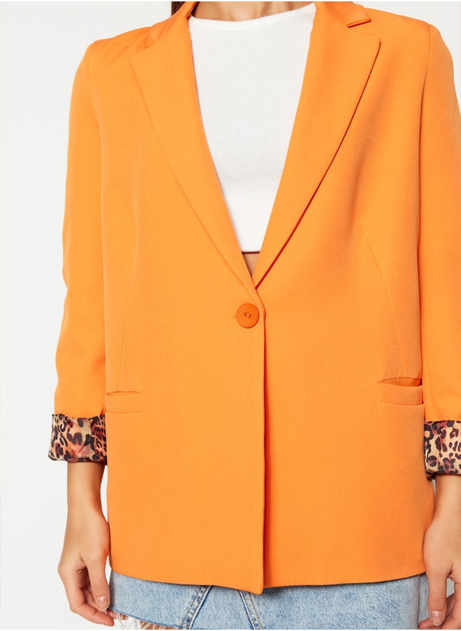 trendyol - Orange Regular Leopard Lined Detailed Woven Blazer Jacket TWOAW20CE0316 - Image 1