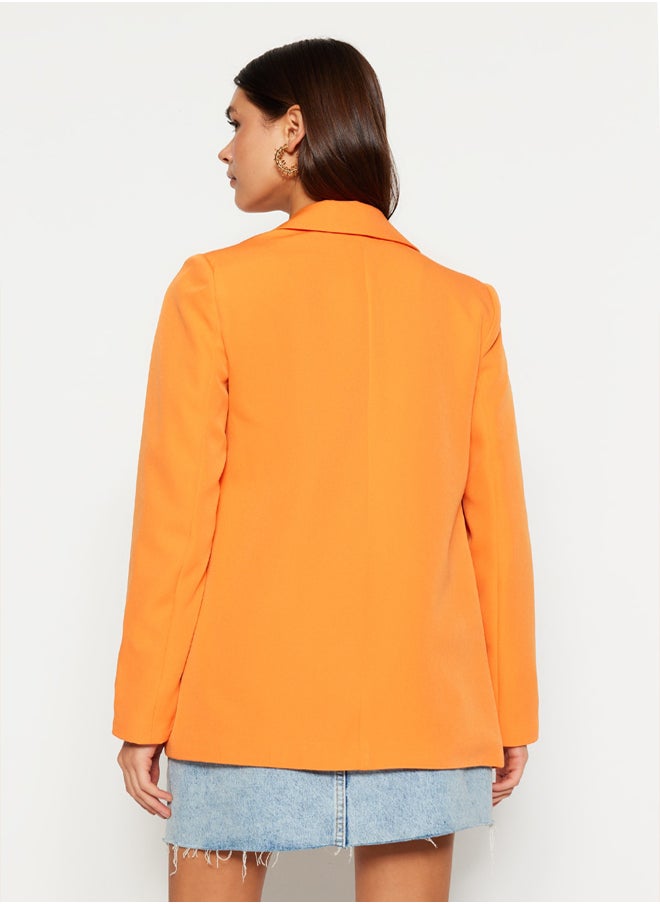 trendyol - Orange Regular Leopard Lined Detailed Woven Blazer Jacket TWOAW20CE0316 - Image 1