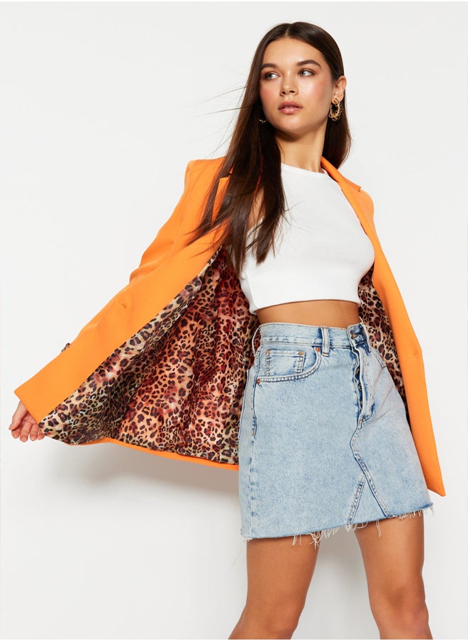trendyol - Orange Regular Leopard Lined Detailed Woven Blazer Jacket TWOAW20CE0316 - Image 1