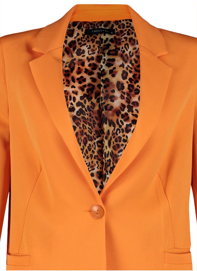 trendyol - Orange Regular Leopard Lined Detailed Woven Blazer Jacket TWOAW20CE0316 - Image 1