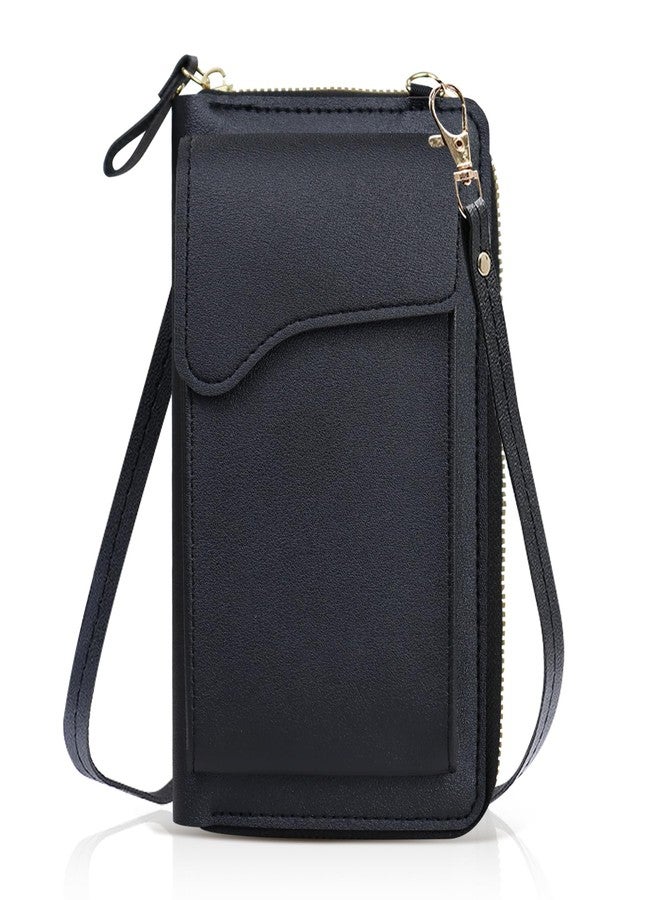 Feelorna Small Crossbody Bag for Women, PU Leather Crossbody Phone Purse Lightweight Phone Bag Wallet with Adjustable Strap (Black) - Image 1