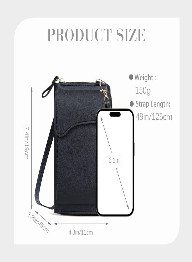 Feelorna Small Crossbody Bag for Women, PU Leather Crossbody Phone Purse Lightweight Phone Bag Wallet with Adjustable Strap (Black) - Image 2
