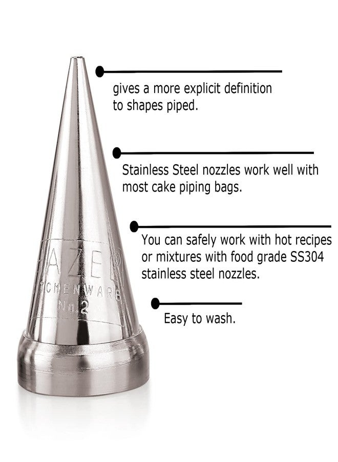 HAZEL Cake Nozzle | Cake Decorating Nozzle Set | Piping Bag Nozzle, (N2 Round Shape) Silver - Image 5