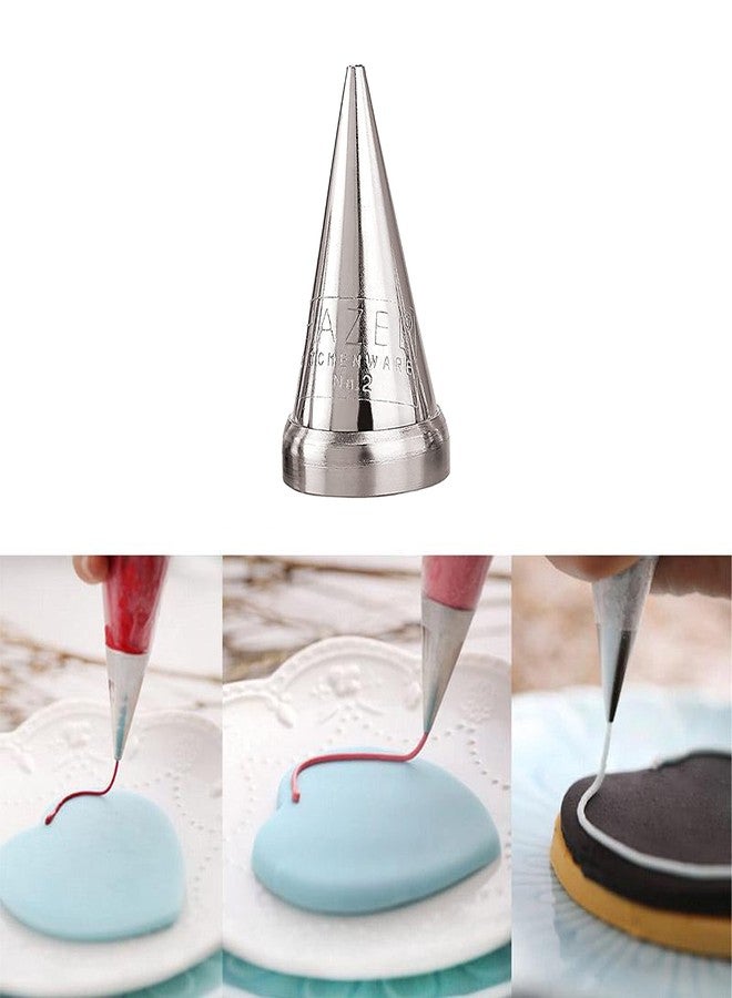 HAZEL Cake Nozzle | Cake Decorating Nozzle Set | Piping Bag Nozzle, (N2 Round Shape) Silver - Image 2