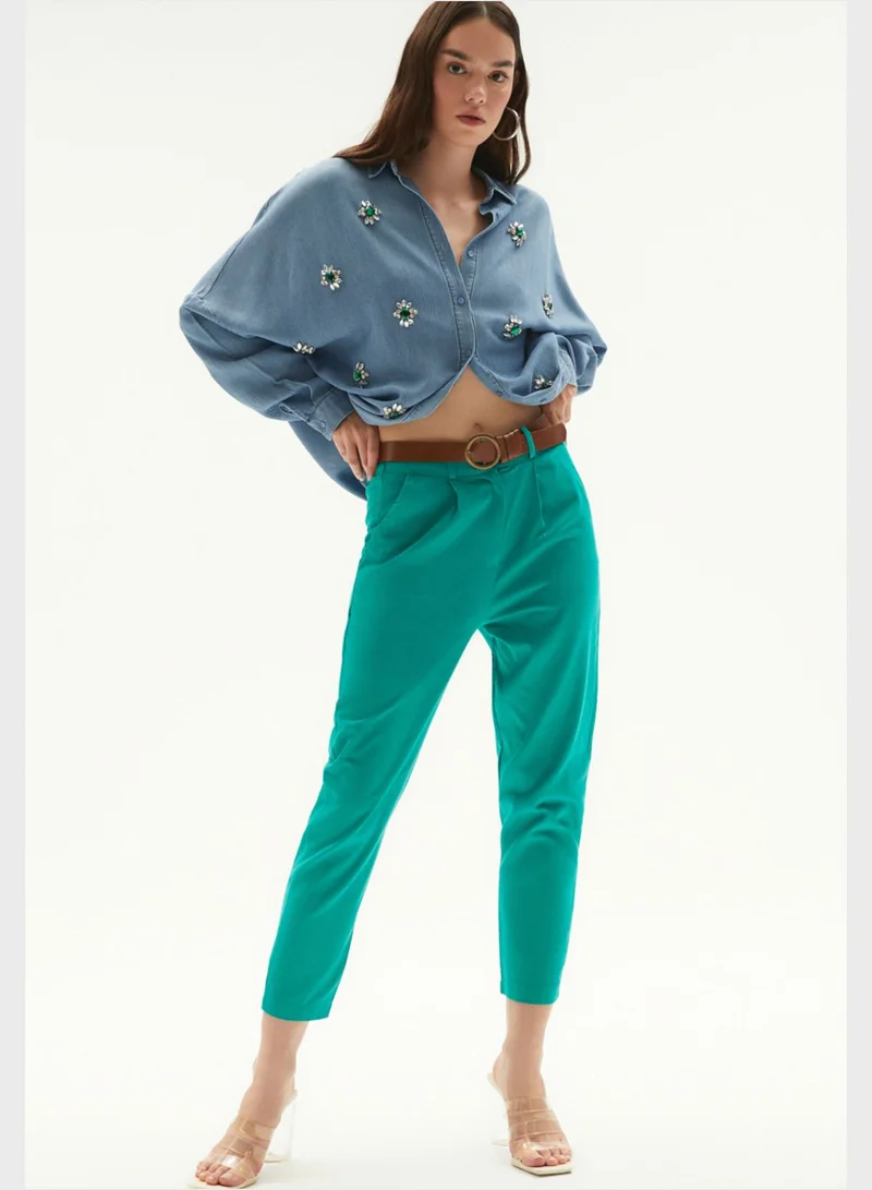 JUNE Belted High Waist Pants