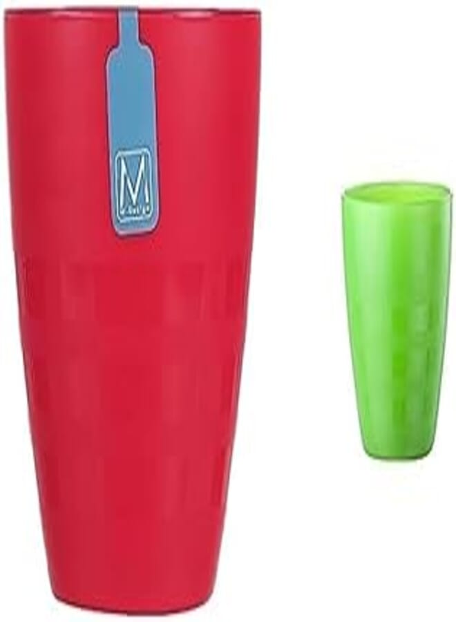 m-design Small cup (fuchsia) - 300ml + M-Design Small Plastic Cup 300ml, Microwave, Dishwasher and Food Safe - Great for camping and kids (Green) 