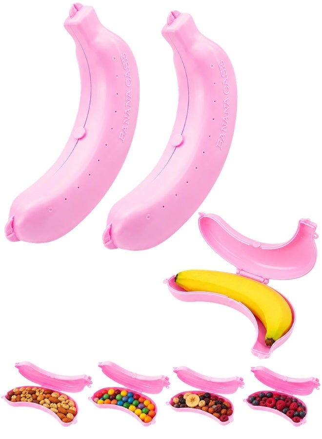 Portable Banana Shaped Food Storage Case – BPA-Free Reusable Banana Keeper with Ventilation Holes & Secure Lock, Snack Container for Bananas, Nuts, Dried Fruits, Berries, Candy, Chocolate & Lunch Box Snacks, Travel Food Storage Organizer for School, Office, Camping, Picnic & Outdoor Activities – Pack of 2 - Image 1
