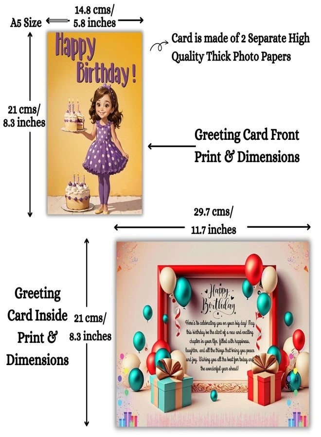AanyaCentric Birthday Printed Greeting Card 5.8x8.3 inches with Envelope for Loved Ones Happy Birthday Card for Friend Family - Image 3