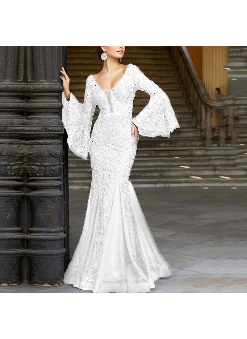 Generic 2024 Elegant Slim Mermaid Evening Dress navy blue  - Image 4