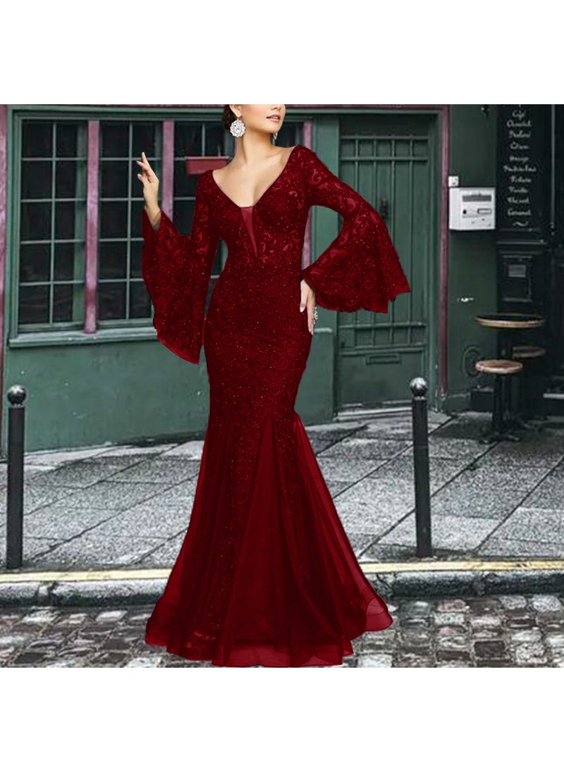 Generic 2024 Elegant Slim Mermaid Evening Dress navy blue  - Image 2