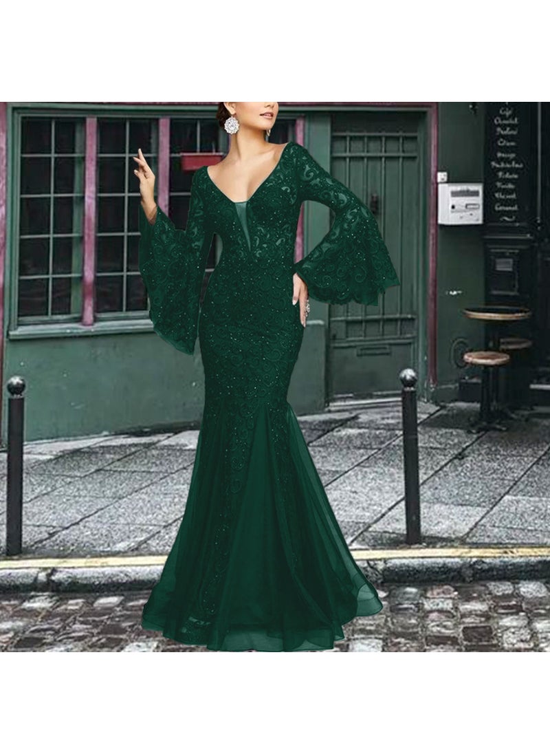 Generic 2024 Elegant Slim Mermaid Evening Dress navy blue  - Image 3