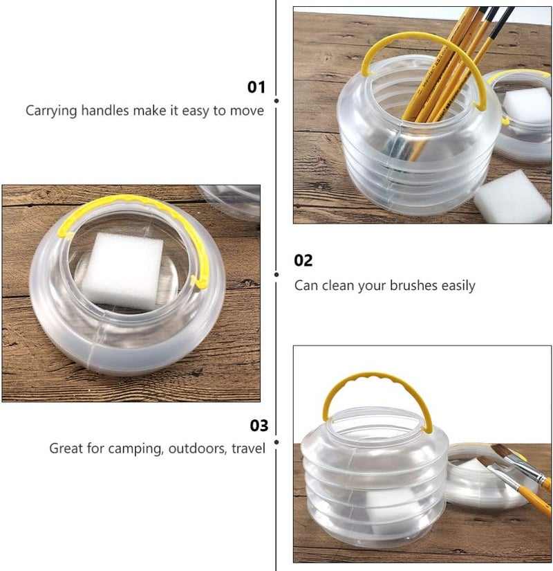 comfrt 5 Sets Collapsible Paint Brush Washer, Plastic Clear Paint Brush Washer for Watercolor Acrylic Oil Painting Pen - Image 3