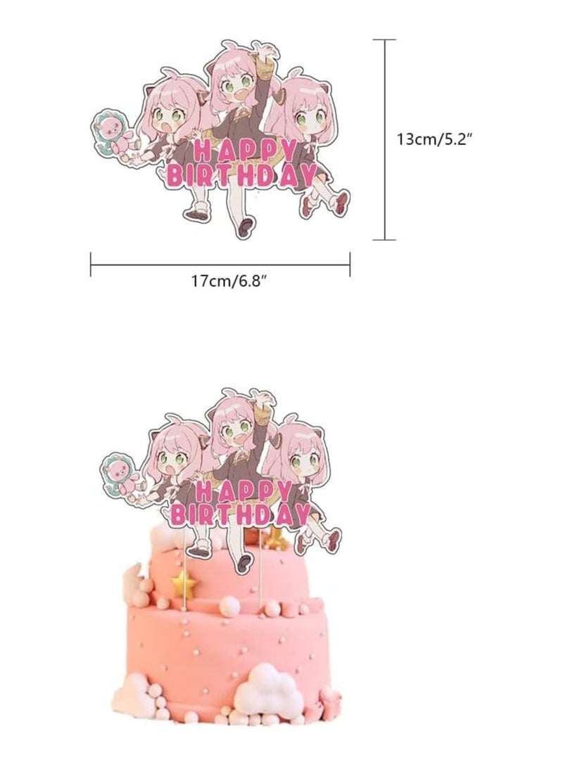 ANYA Party Decoration Anime Yor Forter Birthday Supplies Including Cupcake Decoration, Cake Banners, Balloons, Cartoon Theme Gift Packs - Image 3