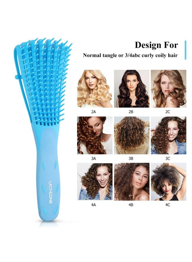 URTHEONE Detangling Hair Brush Detangling Brush For Adults And Kids Comb Set For Kinky Curly Coily And Wavy Hair For Wet And Dry Hair Afro American Type 3A4C Comfortable Grip Easy To Clean(Blue) - Image 4