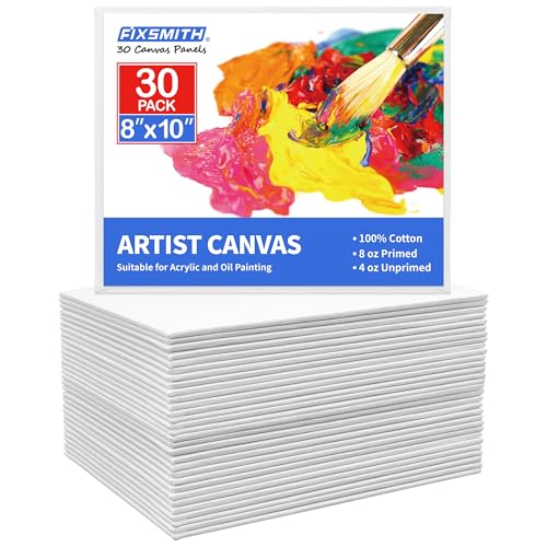 FIXSMITH Canvas for Painting, 8x10 Inch Canvas Boards, Super Value 30 Pack White Blank Canvas Panels, 100% Cotton Primed, Painting Art Supplies for Professionals, Hobby Painters, Students & Kids - Image 1