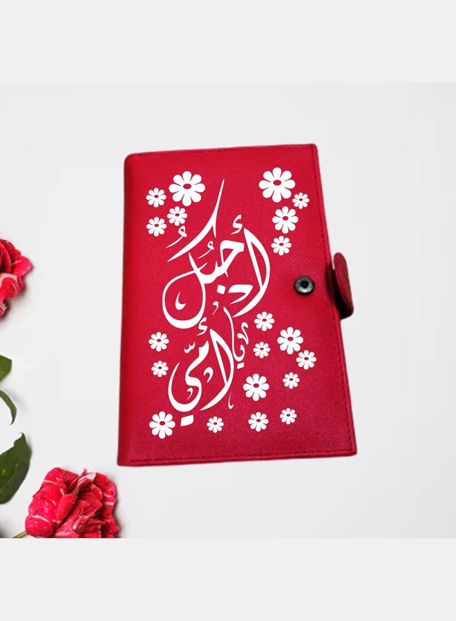 محفظة جلدية نسائية - جلد صناعي - أحمر - طباعة على جانب واحد - Image 2
