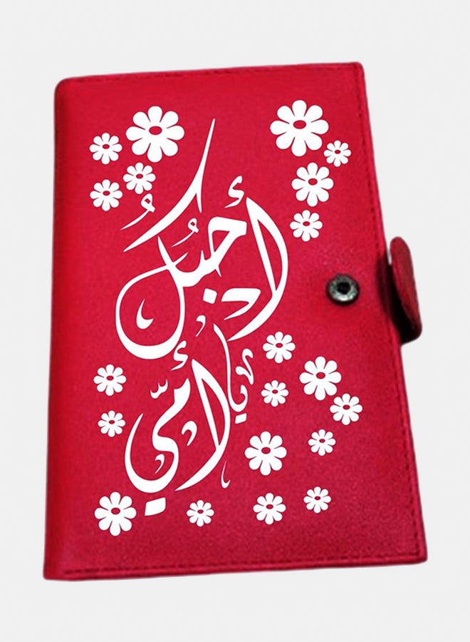 محفظة جلدية نسائية - جلد صناعي - أحمر - طباعة على جانب واحد - Image 1