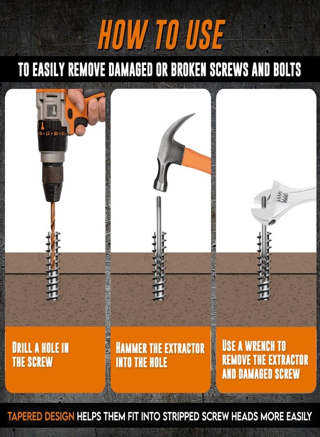 AMERICAN MUTT TOOLS مجموعة أدوات استخراج البراغي من موت تولز، مكونة من 5 قطع - مجموعة استخراج البراغي سهلة الإزالة مع فولاذ سبائك الكروم والموليبدينوم - أداة استخراج براغي حلزونية للبراغي المكسورة والتالفة - أداة احترافية لإزالة البراغي - Image 2